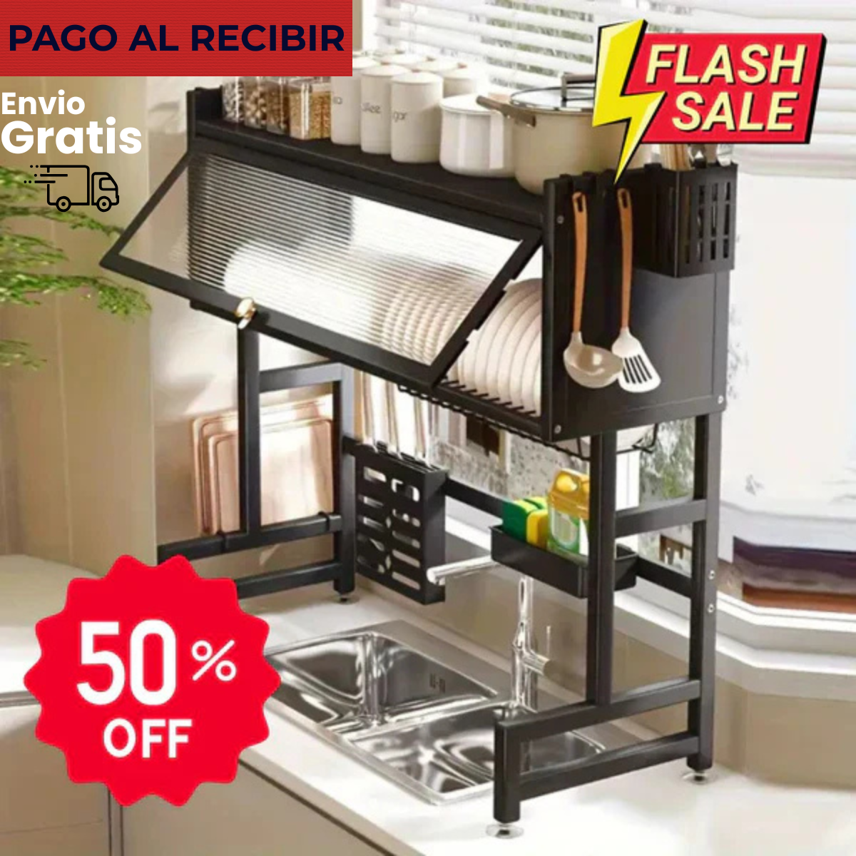 ESCURRIDOR DE PLATOS GRANDE EN ACERO INOXIDABLE | 50% DESCUENTO HOY